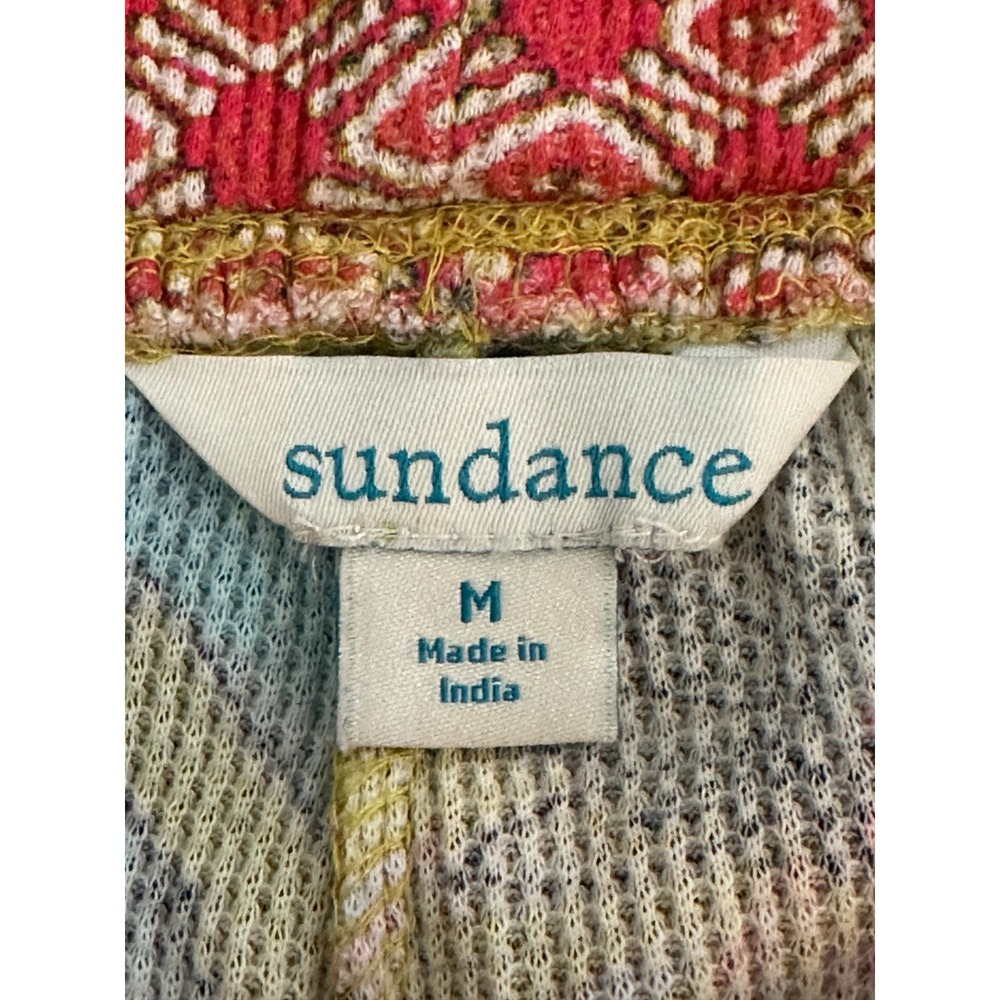 Sundance M Waffle Knit Floral Leggings Boho Mustard Cotton Lagenlook Cottagecore - Picture 6 of 7